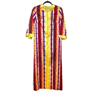 Vintage EXCLUSIVE FASHIONS by PARK-Seoul, Korea Striped Oriental Gown Dress  S/M